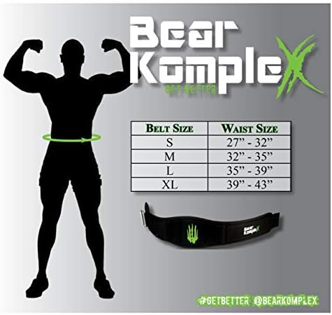 Bear Komplex 6 חגורת הרמת משקולות כוח לגברים ונשים, עמידים, מתכווננים בקלות, פרופיל נמוך עם גב סופר