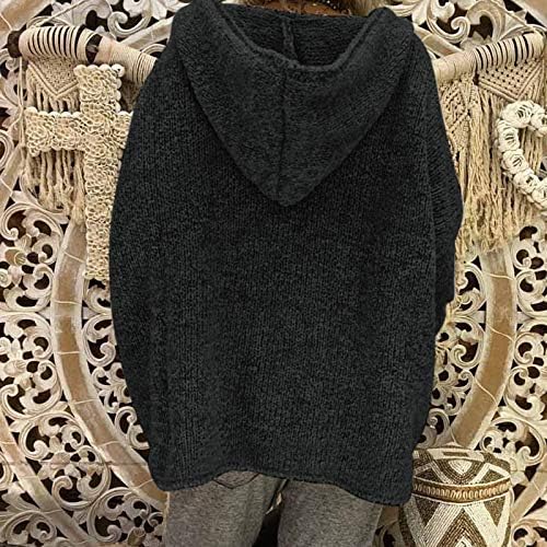 נשים V צוואר שמנמן סוודרים סרוגים שרוול ארוך קפוצ'ון סוודר גדול