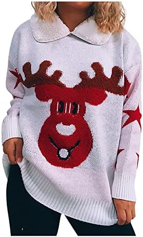 כובע אופנה לסוודר חג המולד לנשים חופשת סוודר קריקטורה עגולה צוואר עגול