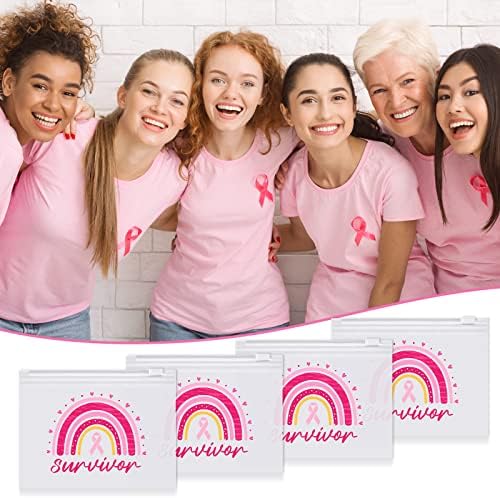 60 חתיכות שד מודעות לסרטן איפור שקיות ורוד סרט קוסמטי שקיות שד סרטן הישרדות מתנות לנשים בנות