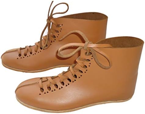 נעלי עור של Allbeststuff ימי הביניים עור ויקינג עור חום עבור SCA ו- LARP ABS