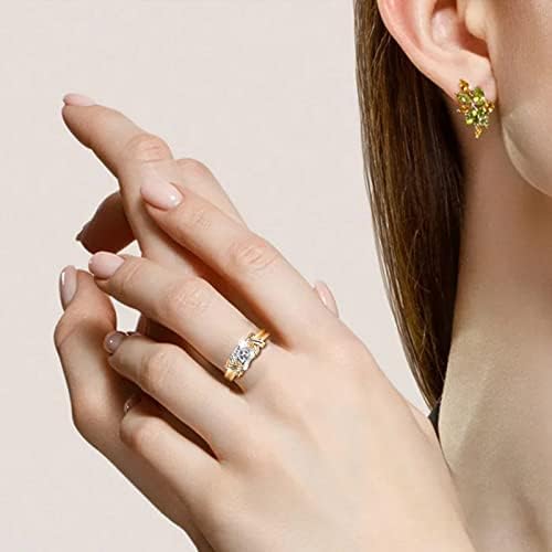 NSQFKALL קלאסי טבעת חדשה טבעת חתונה טבעת רטרו זהב זהב נשי רווק רינסטון ארוג דפוס מקדח אופנה מודרנית מסיבה