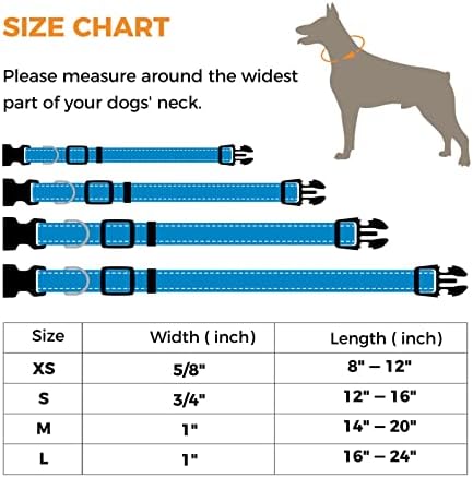 צווארון כלבים ניילון של Wistoll, ניאופרן רך מרופד, צווארון כלבים קלאסי מתכוונן עם אבזם שחרור מהיר לגורים,