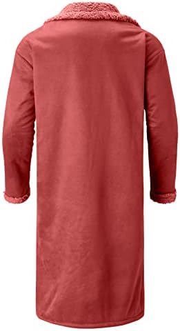 מעיל קרדיגן ארוך של Beuu Gleece לגברים, כפתור קדמי פתוח מעילי תעלת צמר צמר פלאפי חורפי חום לבוש חוץ
