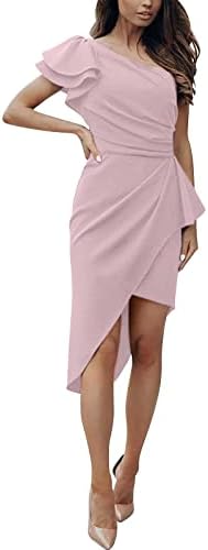 מפורסם ארוך שמלת פורמליות עבור נשים נשים 2023 קיץ אופנה אלגנטי אחד כתף קוקטייל שמלה לפרוע שרוול רגיל