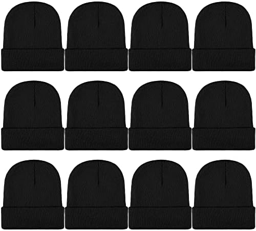 אורתות 12 חבילות חורף כפת כובעי רך סרוג קאף כפה חם גולגולת כובעי עבור גברים ונשים