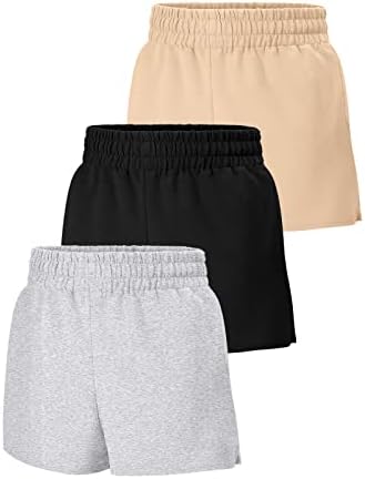Sunbs 3 חבילות נשים קצרות זיעה קצרות זיעה מזדמנים מכנסי כותנה קצרים קיץ טרנדי בריצה מותניים גבוהים מכנסיים אתלטים