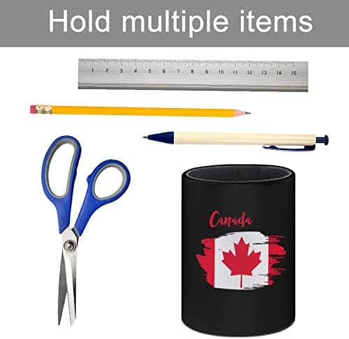 קנדה דגל עור מפוצל עיפרון מחזיקי עגול עט כוס מיכל דפוס מארגן שולחן עבור משרד בית