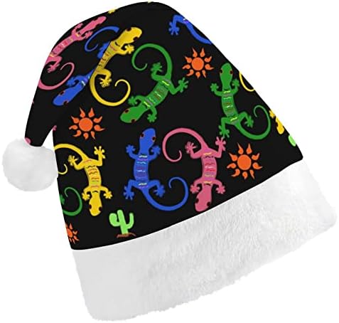 אתני לטאות קקטוס חג המולד כובע סנטה כובע עבור יוניסקס מבוגרים נוחות קלאסי חג המולד כובע עבור מסיבת