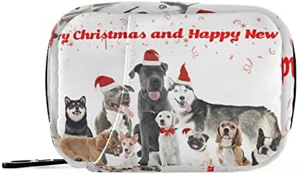 כלבי חג מולד מצחיקים גלולות תיק תיק גלולות קופסה עם רוכסן עם רוכסן ויטמין ניידים רפואת שמן דגים לטיולים