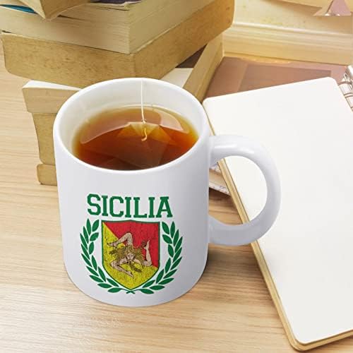סיציליאני דגל על מגן עם זרי דפנה הדפסת ספל קפה כוס קרמיקה תה כוס מצחיק מתנה עבור משרד בית נשים גברים