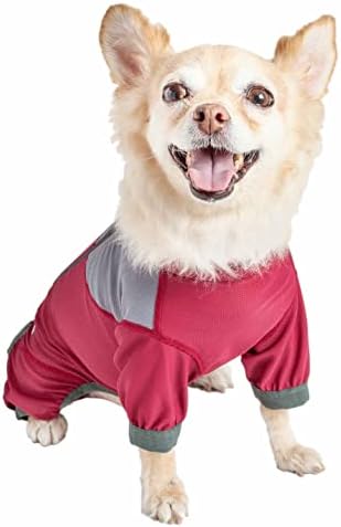 כלב הליוס ® 'רץ זנב' קל משקל קל 4-כיווני נושם נושם גוף מלא ביצועים חליפת מסלול כלבים, X-Garge, אדום