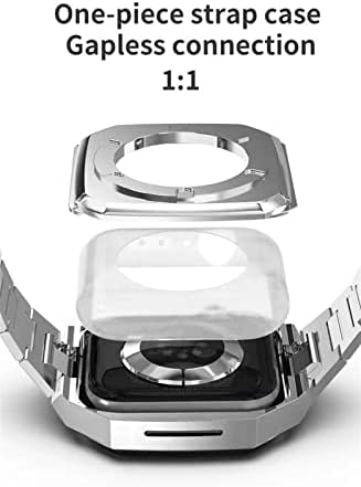 Czke Metal Case+רצועת עור עבור Apple Watch 40 ממ 45 ממ ערכת שינוי יוקרה פס עגל יוקרה עבור iWatch