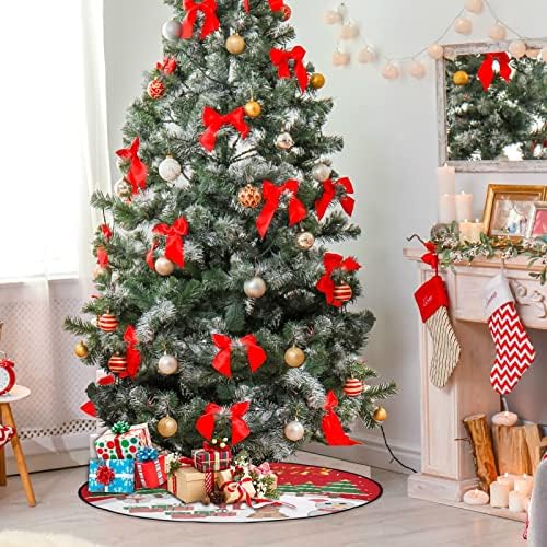 מחצלת עץ חג המולד Visesunny חג מולד שמח סנטה איש שלג ועץ עץ עץ עץ עץ מעמד מחצלת מגן רצפה סופג