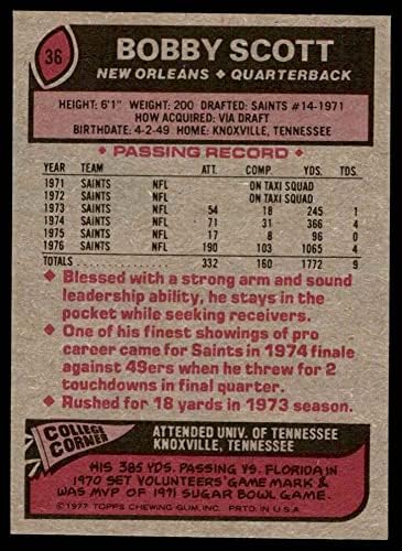 1977 Topps 36 בובי סקוט ניו אורלינס סיינטס NM Saints Tennessee