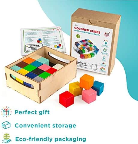 קוביות צבעוניות בצבע אולניק משחק צעצוע קטן של מונטסורי משחק עץ עץ משחק 40 קוביות 30 ממ גיל 3+ מיון צבע