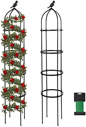 6 מטרים טרלי גן לטיפוס צמחים, 1 יח 'גן מתכת אובליסק טרליס, מגדל גבוה אובליסק תמיכה צמחית בגפנים,