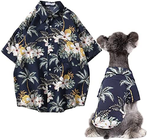 Secodrout Hawaii חולצת כלבים פרחונית, חולצות טריקו בקיץ מחמד בגדים מגניבים נושמים חולצות הוואי