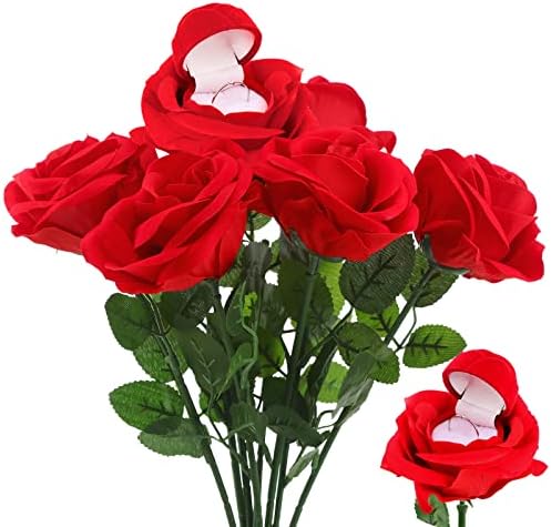 ארגז הטבעת של יום האם של קונו עם 10 פרח ארוך פרח אדום קופסת תכשיטים תכשיטים סט תכשיטים לבבה מחזיק קופסאות
