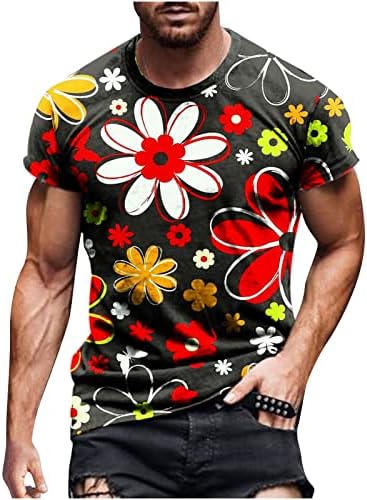 חולצת T מודפסת פרחונית של גברים 2023 אופנה קיץ שרוול קצר יומי מדי יום סוודר צוואר צווארון סני