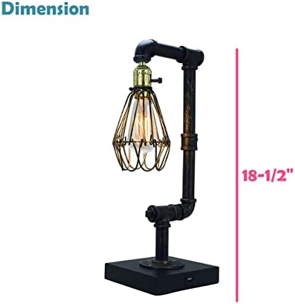 Aspen Creative 40194-11A, מנורת שולחן צינור מתכת, גימור עיצוב וינטג 'ב פליז עתיק, 18-1/2 גבוה