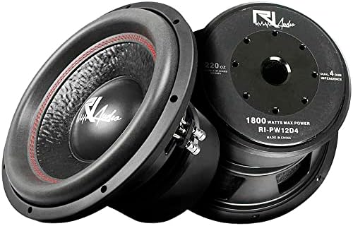 RI Audio 12 '' Subwoofer 1800 Watts Max Dual 4 אוהם סדרת Power Ri-PW12D4 2 חבילה, שחור,