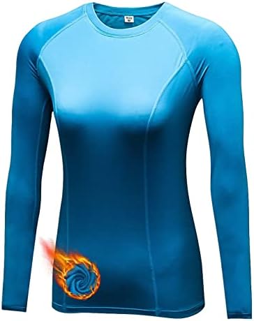 TESUWEL נשים חורות אגודל עליונות תרמיות פליס סקי שכבת בסיס UPF 50+ חולצות דחיסה של שרוול ארוך