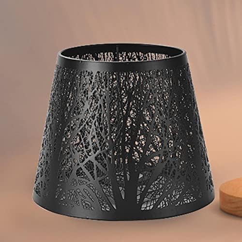 Baoblaze מודרני מנורה מינימליסטית מודרנית דפוס עץ עץ מלפסת מלווה מנורה כלוב מתכת כלוב למנורת שולחן