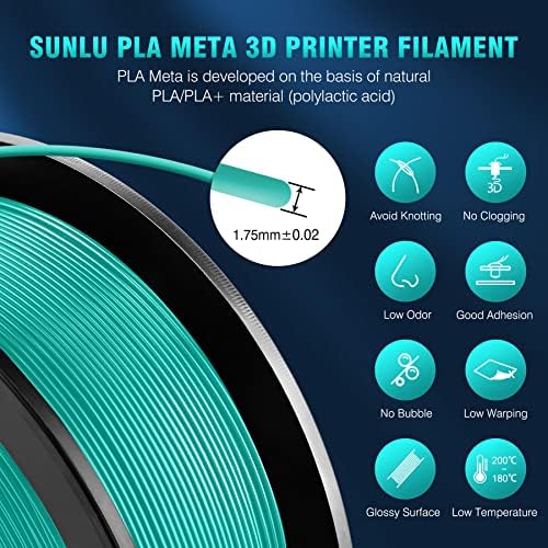 Sunlu Rainbow Silk Silk Pla+ נימה מדפסת תלת מימדית ו- PLA Meta Green, PLA הדפסת תלת מימד+ נימה 1.75 ממ, 1 קג סליל,