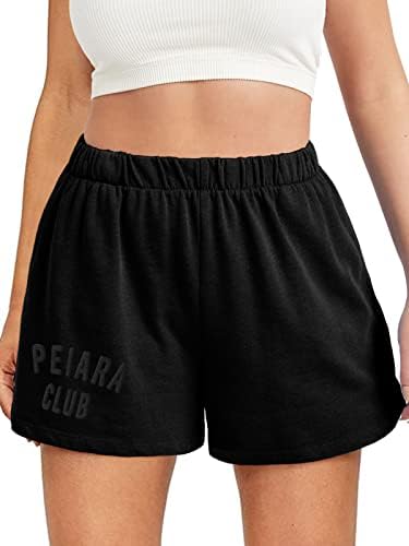 מכנסי זיעה של Peiara נשים קצרות קיץ מזדמן מותניים גבוהים מכנסיים אתלטים קצרים טרקלין אימון מפעיל מכנסיים