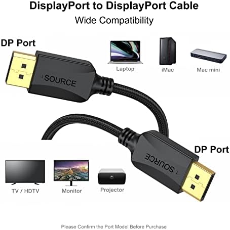 Xiayriky DisplayPort ל- DisplayPort כבל 3 רגל, 2 חבילות DP תצוגה מתאם כבלים מתאם זכר לזכר 4K, 2K@165Hz/