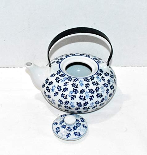 חרסינה חדשה קובלט כחול חיננית פרחים סיר תה עם ידית מתכת משקאות חמים סיר תה מחזיק 3 כוסות