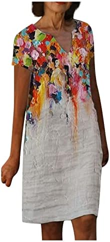 תלבושות של מועדוני פרגירן לנשים, אופנת נשים קיץ מיקום חדש הדפס שמלת שרוול קצר צווארון