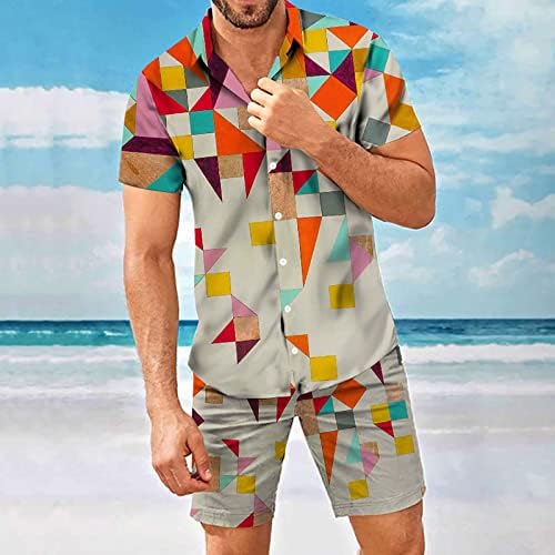 סט חולצת חוף מצחיק של 4 ז'הוזי, חולצות כפתור מזדמן חולצות שרוול קצר ומכנסיים קצרים חליפות חולצת טריקו להוואי
