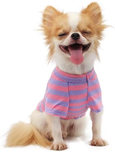 לנשימה כותנה פסים כלב טי חולצה חולצה לכלבים קטנים צ ' יוואווה גור בגדים-סגול וורוד רצועות / מ