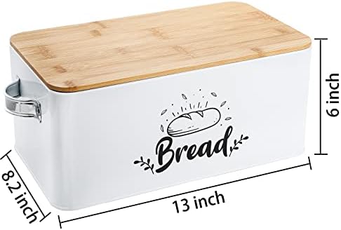 בקית לחם קופסא עם מכסה במבוק, מודרני מתכת לחם אחסון לחם סל עם ידיות עבור מטבח השיש-שטח חיסכון
