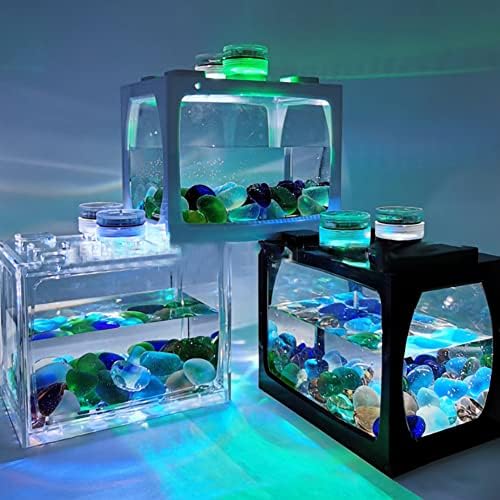 אקווריום דגי טנק דקורטיבי מיני אקווריום הוביל אור מנורת דגי טנק שולחן עבודה מנורת דגי טנק עבור תיבת משרד תה שולחן