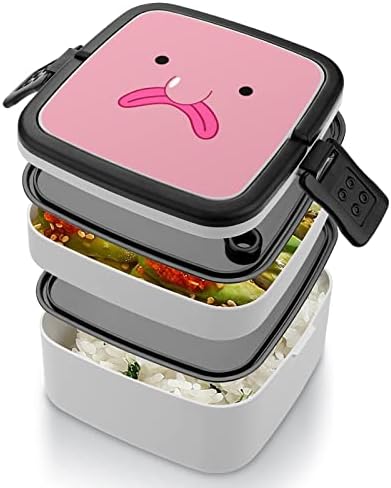 Blob Pink Blob Blobfish Blobfish Box ניידת שכבה כפולה קופסת בנטו קיבולת גדולה מיכל אוכל מיכל אוכל עם כף