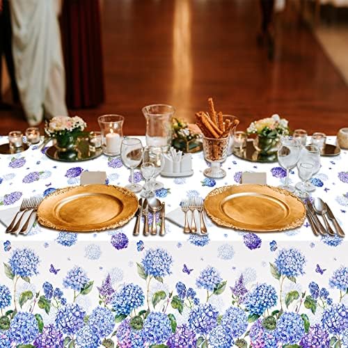 יידאקו 4 יחידות מפת שולחן אביב קיץ של הידראנגאה, פרח פורח כיסוי שולחן פרחוני כחול סגול בד שולחן