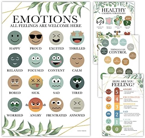 4 ירק רגשות תרשים לילדים למידה כרזות לקירות-רשימה של רגשות פוסטר לילדים חינוכיים כרזות לקישוטים