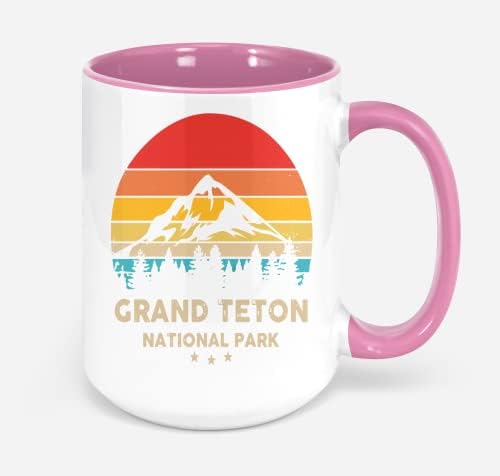 בציר גרנד טטון הפארק הלאומי רטרו מזכרות ספל קפה ספל 11 עוז תה כוסות 11 עוז אוסק5 ט5