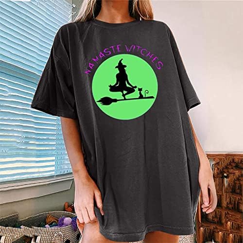 מכשפות Namaste חולצת טריקו נשים ליל כל הקדושים מכשפה חולצות יוגה