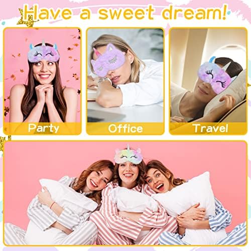 ZEEDIX 6 חבילה קטיפה רכה חד קרן מסיכת שינה- חמוד מצחיק צלל עין גוון קרן חד קרן ליל עיניים מיטת