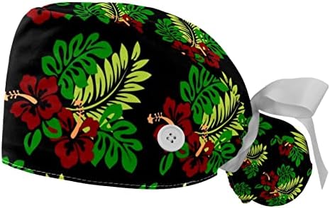 כובעים רפואיים של Lorvies לנשים עם כפתורים שיער ארוך, כובע עבודה מתכוונן 2 חלקים, דפוסי פרחים של