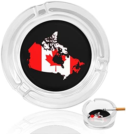 קנדה דגל זכוכית מאפרה סיגריות עגולות מארז מחזיק מגש אפר למשרד ביתי קישוט מקורה