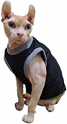 חתול חסר שיער חמוד נושם נושם קיץ חולצות טריקו בגדים מחיות מחמד ללא שרוולים ללא שרוולים, חולצות חתלתול צווארון