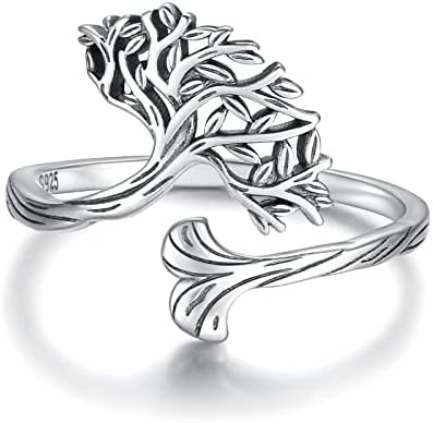 עץ של חיים טבעות לנשים: 925 סטרלינג כסף רטרו סלטיק קשר אירי עץ של חיים תליון שרשרת טבעת תכשיטי מתנות לנשים