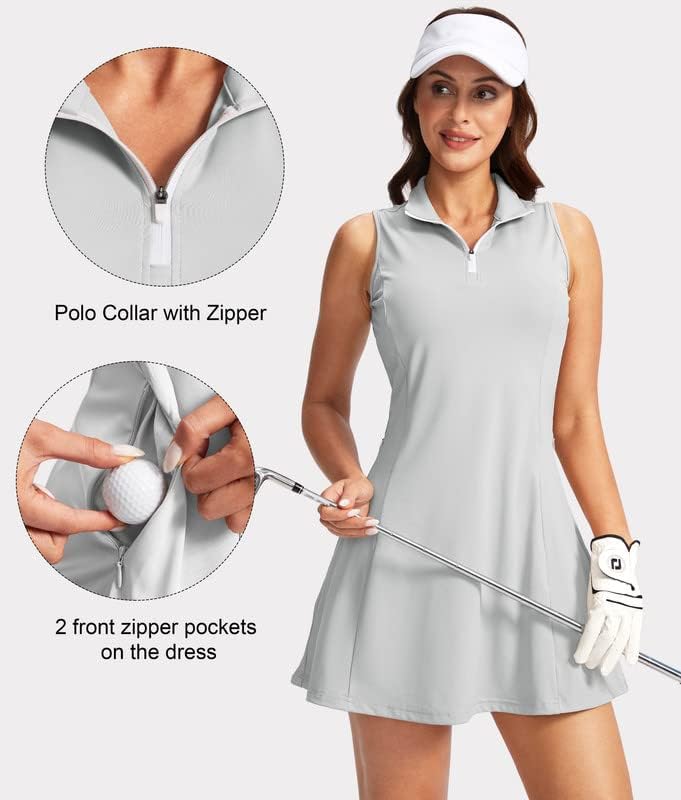 שמלת גולף טניס לנשים של ויודיה עם מכנסיים קצרים אימון פעילות אימון ספורט שמלות אתלטיות לנשים עם כיסי רוכסן