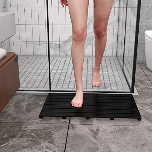 מחצלת מקלחת אמבטיה במבוק עץ דומקס- מחצלת רצפת אמבטיה גדולה ללא החלקה עטובה למים לחיצה חיצונית מקורה