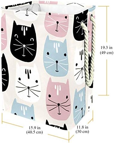 חמוד חתולים פרצופים דפוס 300 ד אוקספורד עמיד למים בגדי סל גדול כביסה סל עבור שמיכות בגדי צעצועי בחדר שינה